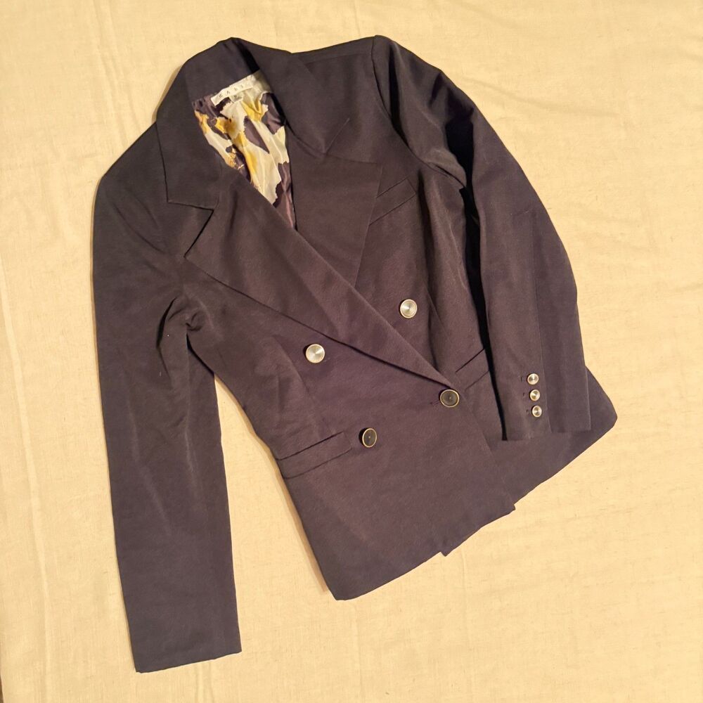 Timeless CAbi Lux Tux double breasted blazer jacket medium weight size 6